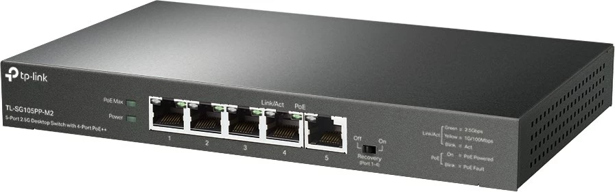 Switch TP-Link TL-SG105PP-M2, 5 porta, 2.5G, 4 porta PoE++, i zi