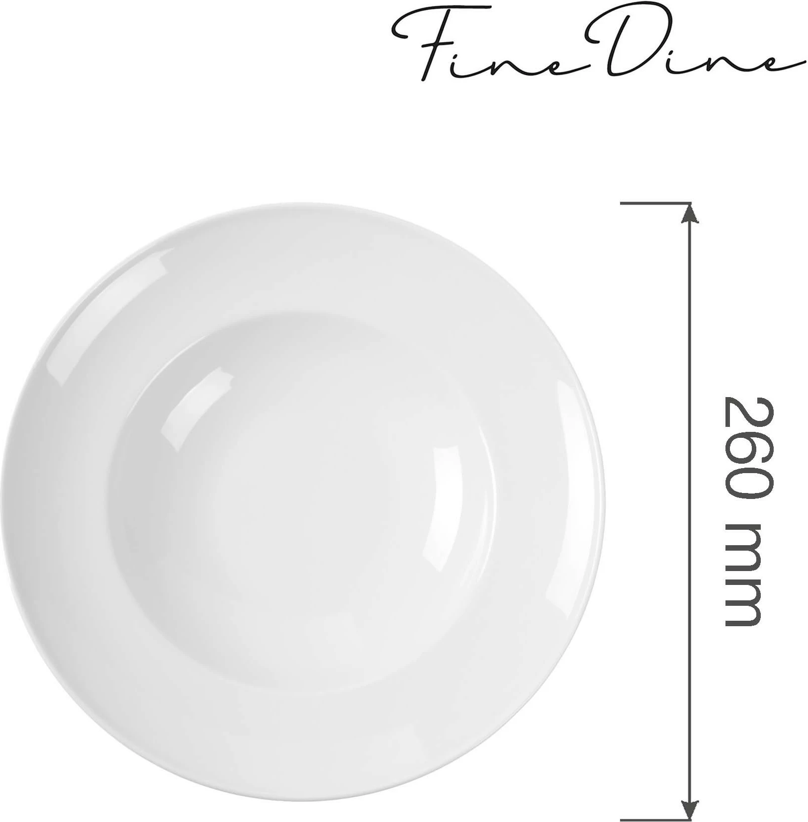 Pjatë për pasta Fine Dine Bianco Ø260 mm, e bardhë, set 6 copë