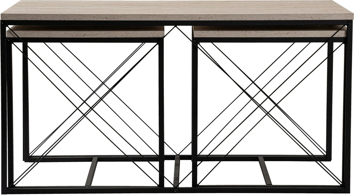 Set tavolinash kafeje Hanah Home, Defne, e zezë, travertin