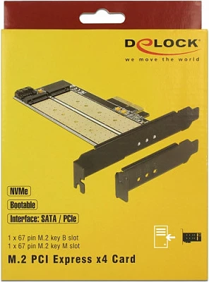Kartë zgjerimi PCIe DeLOCK 89630, adaptor M.2 SATA + M.2 PCIe, SATA 3.0, ftohje pasive