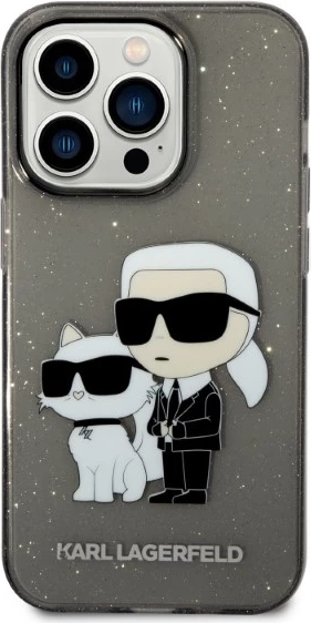 Mbështjellës Karl Lagerfeld Karl&Choupette për iPhone 14 Pro, i zi