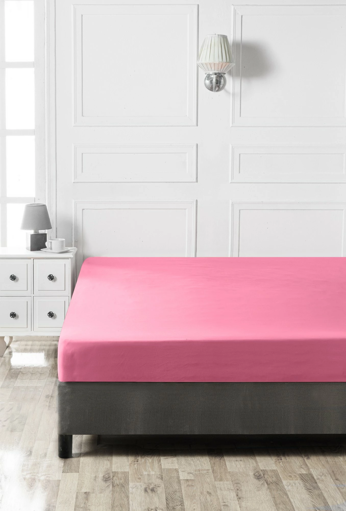 Çarçaf i shtrirë Ranforce Double XL, ngjyrë rozë, L'essentiel