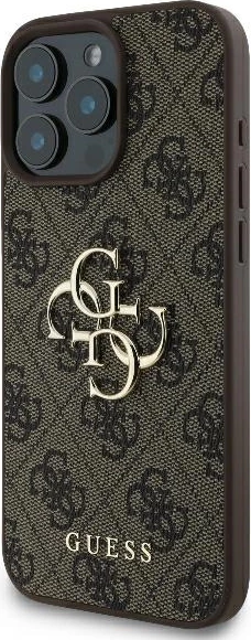 Mbështjellës Guess për iPhone 16 Pro Max 6.9, 4G Big Logo, hardcase TPU/PC/eko-lëkurë, kafe