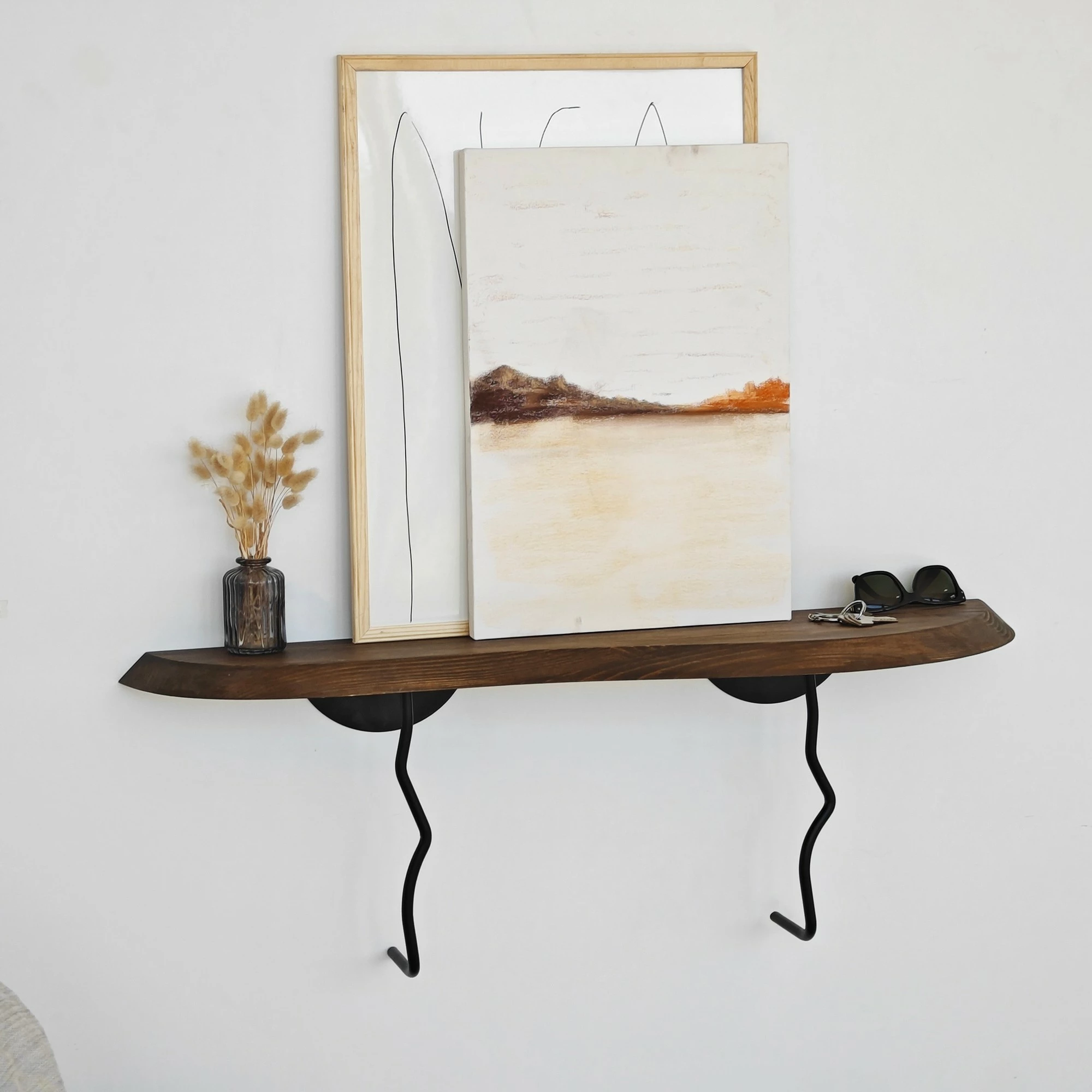 Raft muri Skye Decor, ngjyrë e zezë, arre