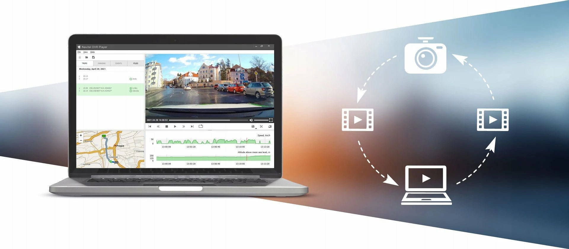 Kamerë regjistruese për veturë Navitel R87 GPS 2.7K, 150°, 3.7\", Wi‑Fi, microSD deri 256GB, e zezë/argjendtë