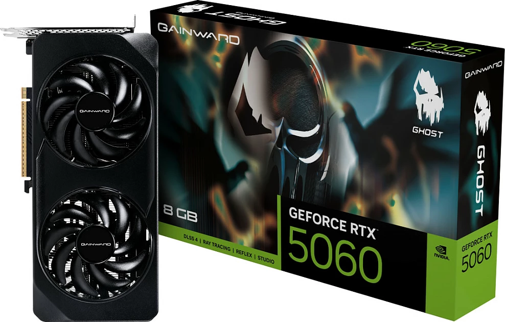Kartelë grafike Gainward GeForce RTX 5060 Ghost, 8GB GDDR7, PCIe 5.0, RGB, e zezë