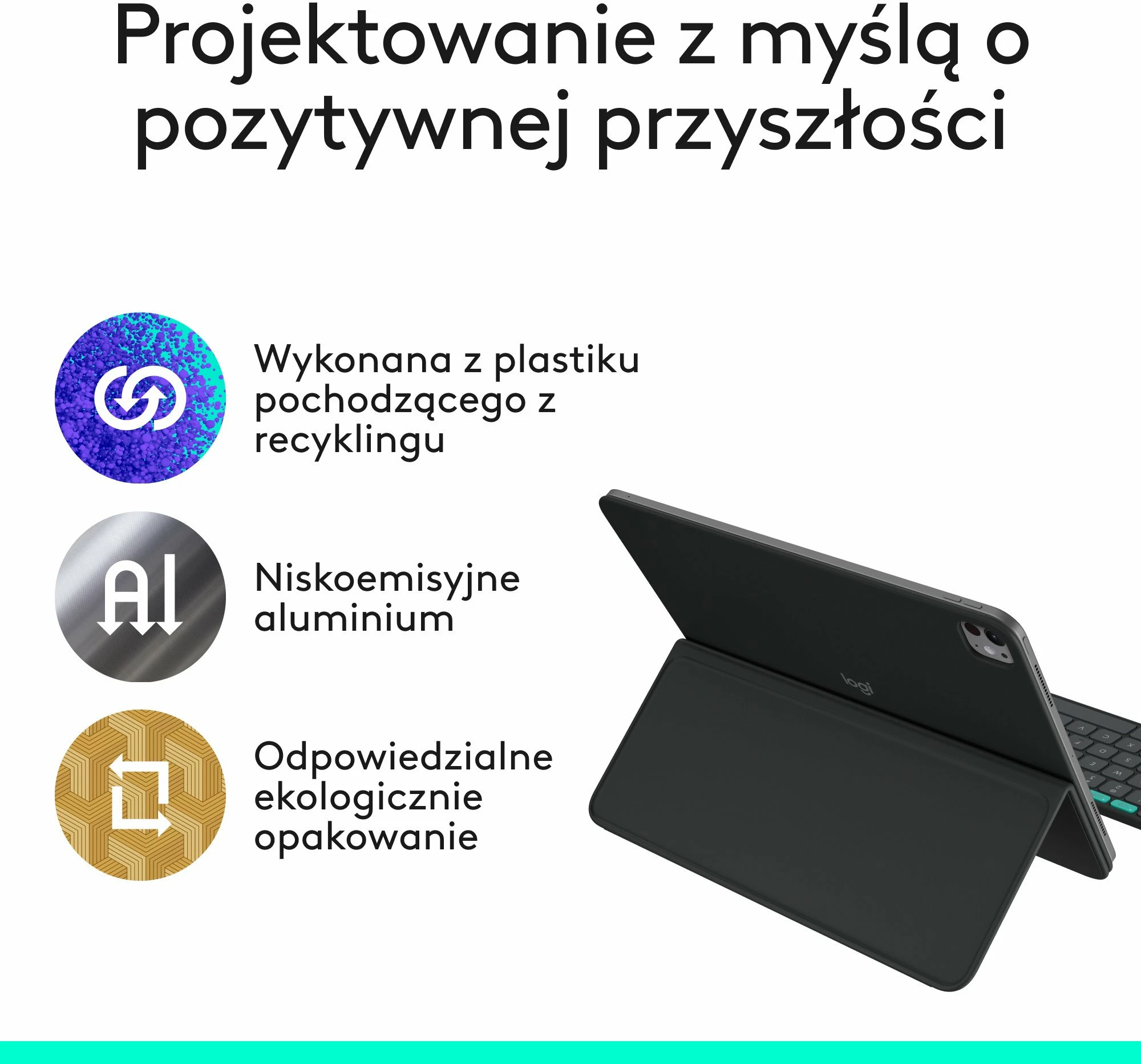 Mbështjellës me tastierë Logitech Flip Folio për iPad Pro & iPad Air 13\" (920-013388), graphite
