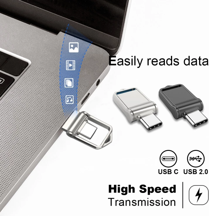 USB Flash Drive Metalike 2-në-1 2TB me Shpejtësi 300MB/s