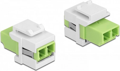 Modul Keystone DeLOCK LC Duplex femër-në-femër, i sheshtë, jeshil/bardhë