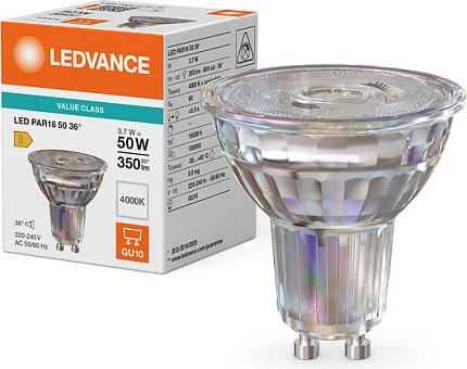 Llambë LED spot OSRAM PAR16 GU10, 3.7W, 350 lm, 4000K Cool White