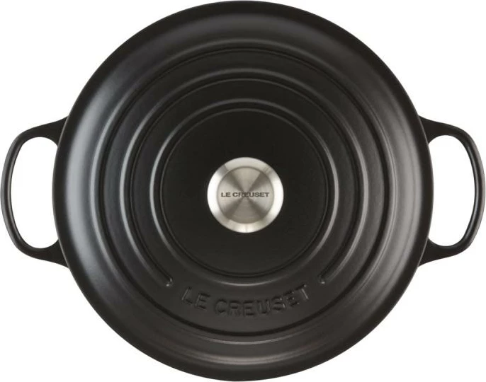 Tenxhere gize e rrumbullakët Le Creuset Signature 22 cm me kapak (21177220000430) e zezë