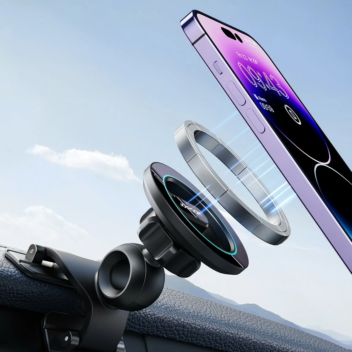 Mbajtës magnetik telefoni Joyroom JR-ZS366 për pult makine, i zi