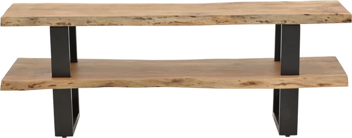 Komodë TV Fuji, dru akacie natyrale, këmbë metalike të zeza, 140x40x52cm