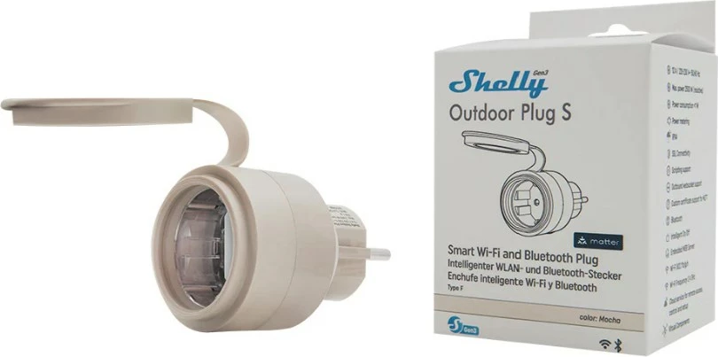 Prizë smart Shelly Outdoor Plug S Gen3, mocha
