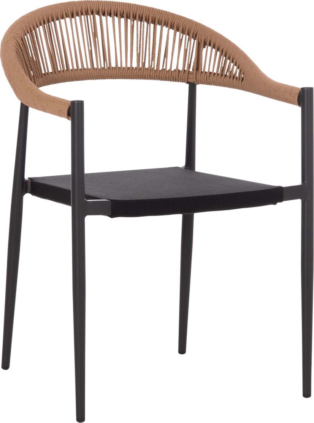 Karrige për tavolinë jashtë BERG FH6284.02 alumini & textilene ngjyrë gri e errët--P.E. rattan i përdredhur 55x56x79Hcm.