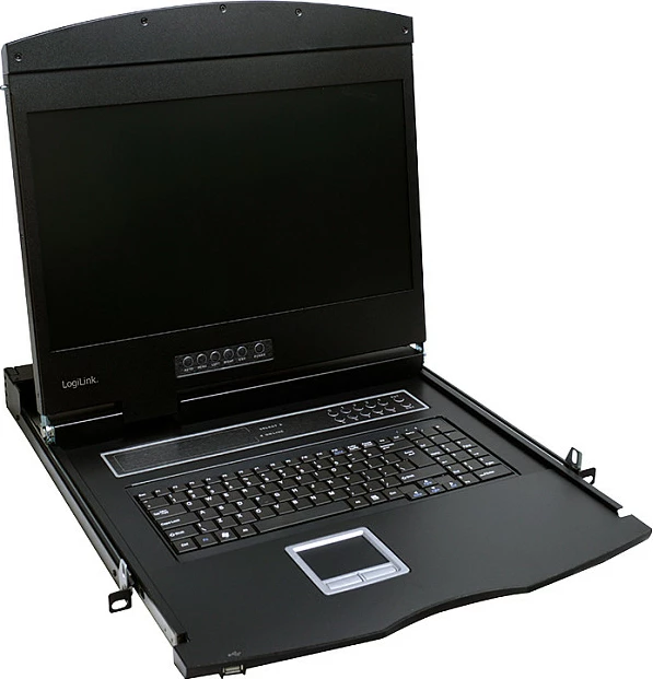 Konsolë KVM LogiLink me ekran 19" LCD, VGA, tastierë layout gjerman, e zezë