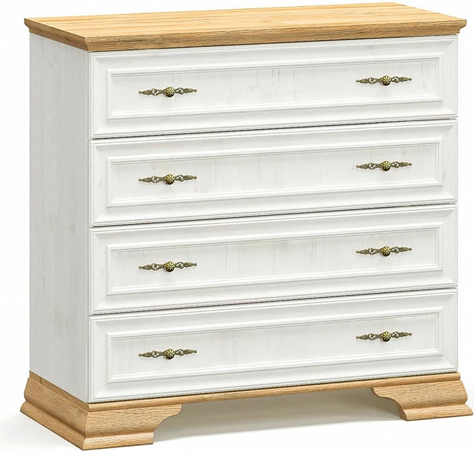 Komodë me 4 sirtarë Jaden ngjyrë lisi të artë-bardhë antike 93.5x39x88.5cm