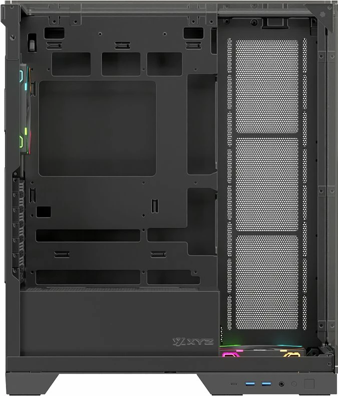 Kasë XYZ PC GEAR Trifecta X-CS-TRIFECTA-B, Midi Tower ATX, xham i kalitur, ARGB, USB-C, e zezë