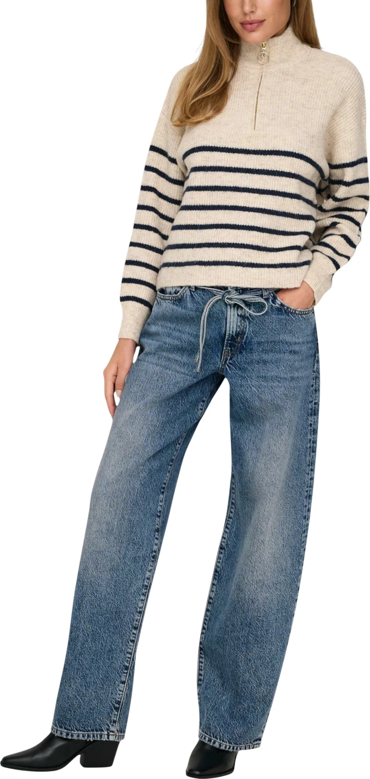 Xhinse për femra Only ONLGIANNA MW Straight DOT450, denim i çelët [Madhësia: 28/32]