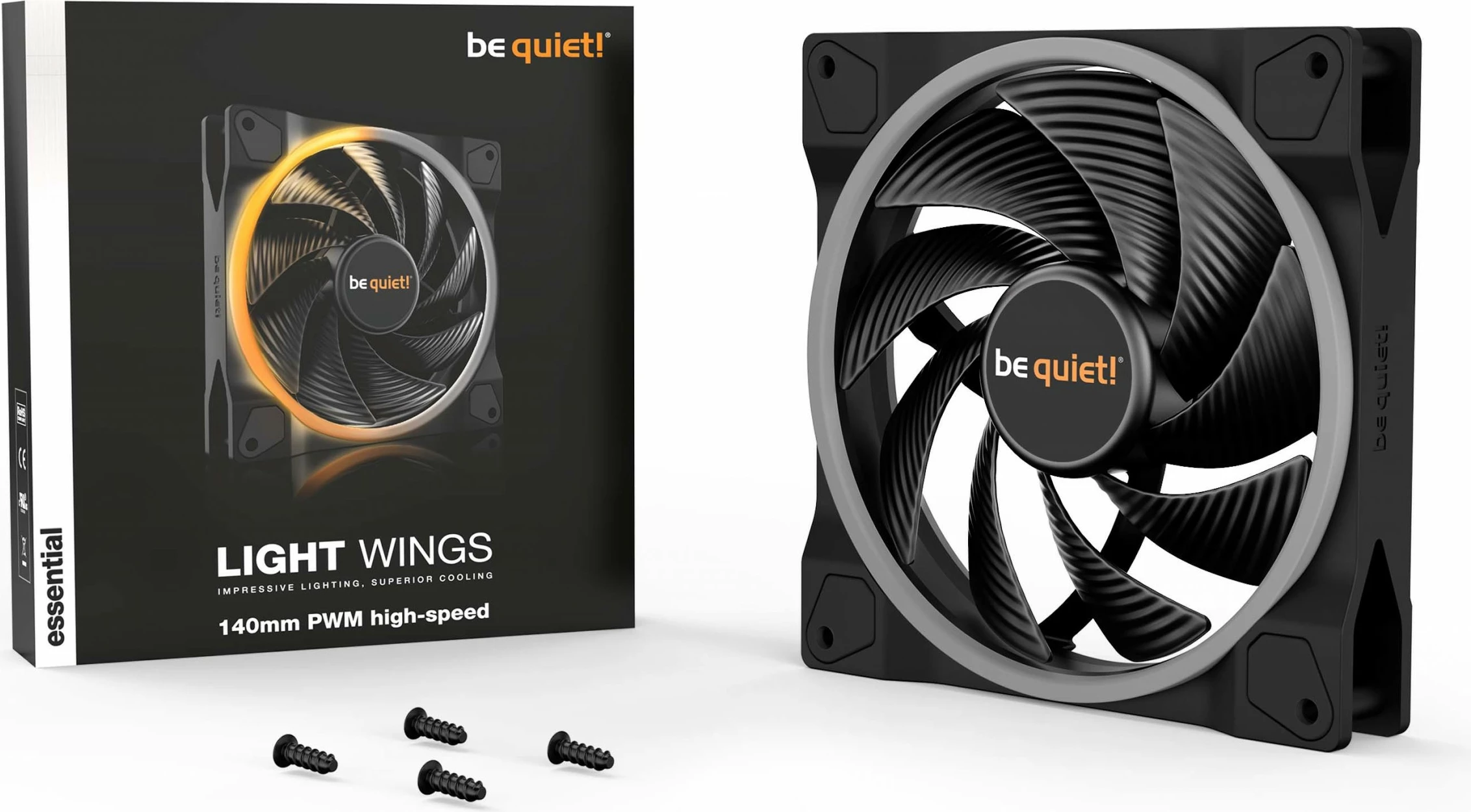 Ventilator kasë Be Quiet! Light Wings 140mm ARGB PWM High Speed, i zi