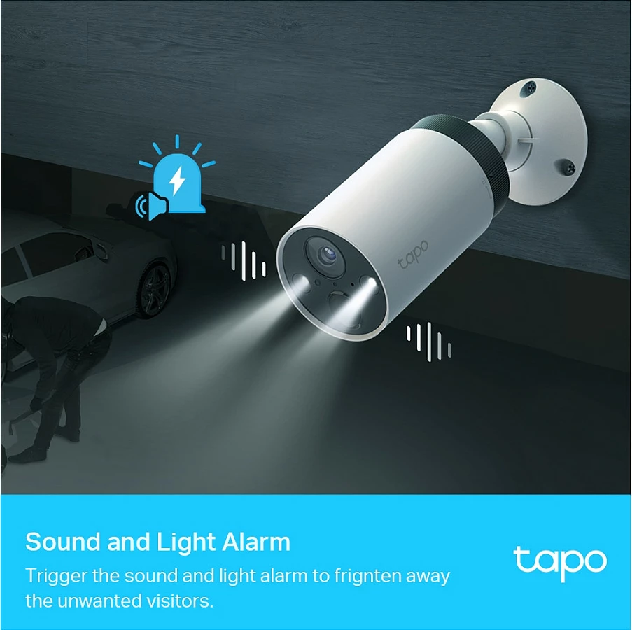 Kamerë sigurie TP-Link Tapo, sistem pa kabllo 1 kamerë me hub, 2K QHD, Wi-Fi, IP65, bateri, audio 2-drejtimësh, e bardhë