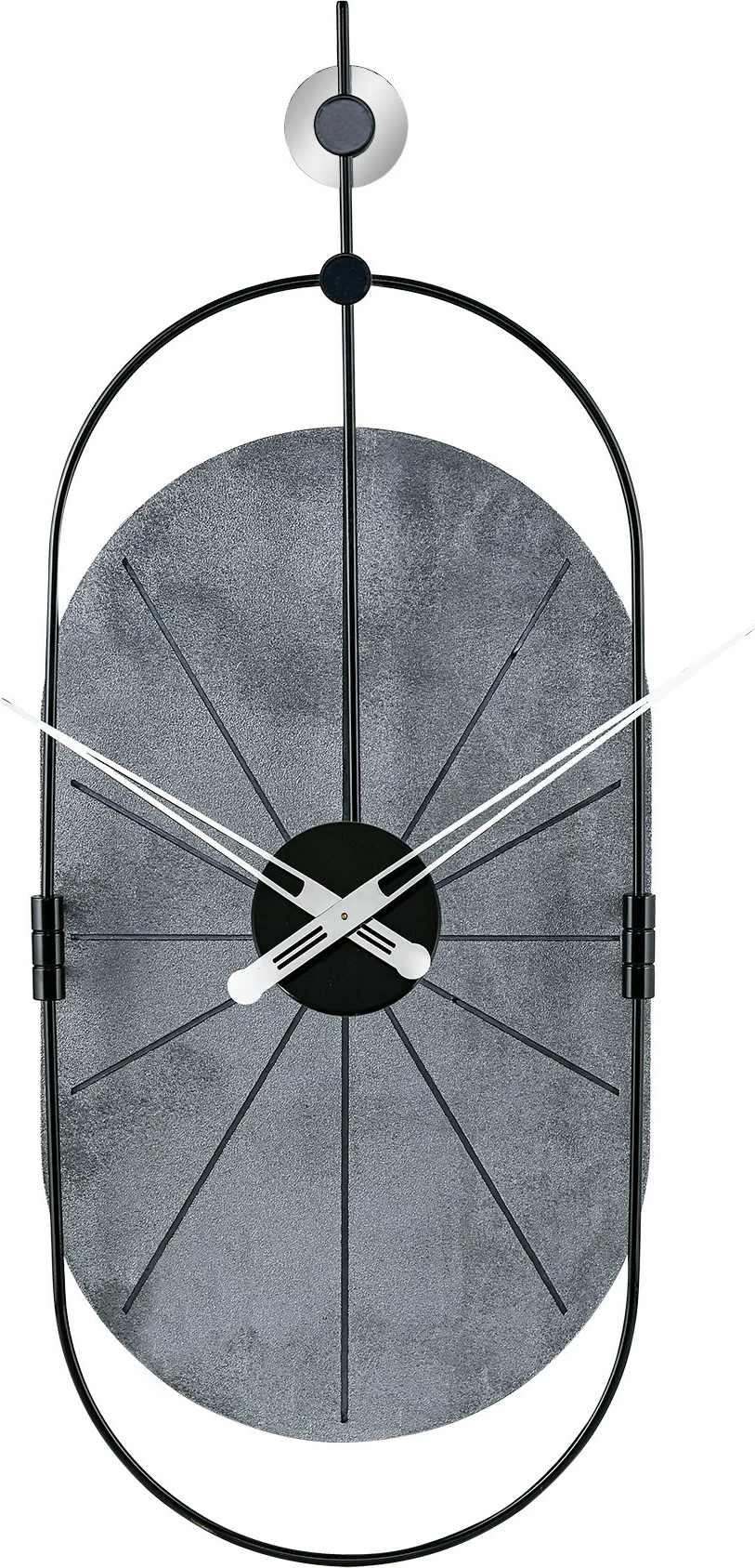 Orë muri dekorative Wallity, metalike, argjend e zezë, 77x29cm