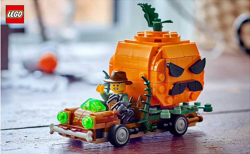 Set ndërtimi LEGO 40822 Jack-O-Lantern Pickup Truck, 177 pjesë, 8+, portokalli