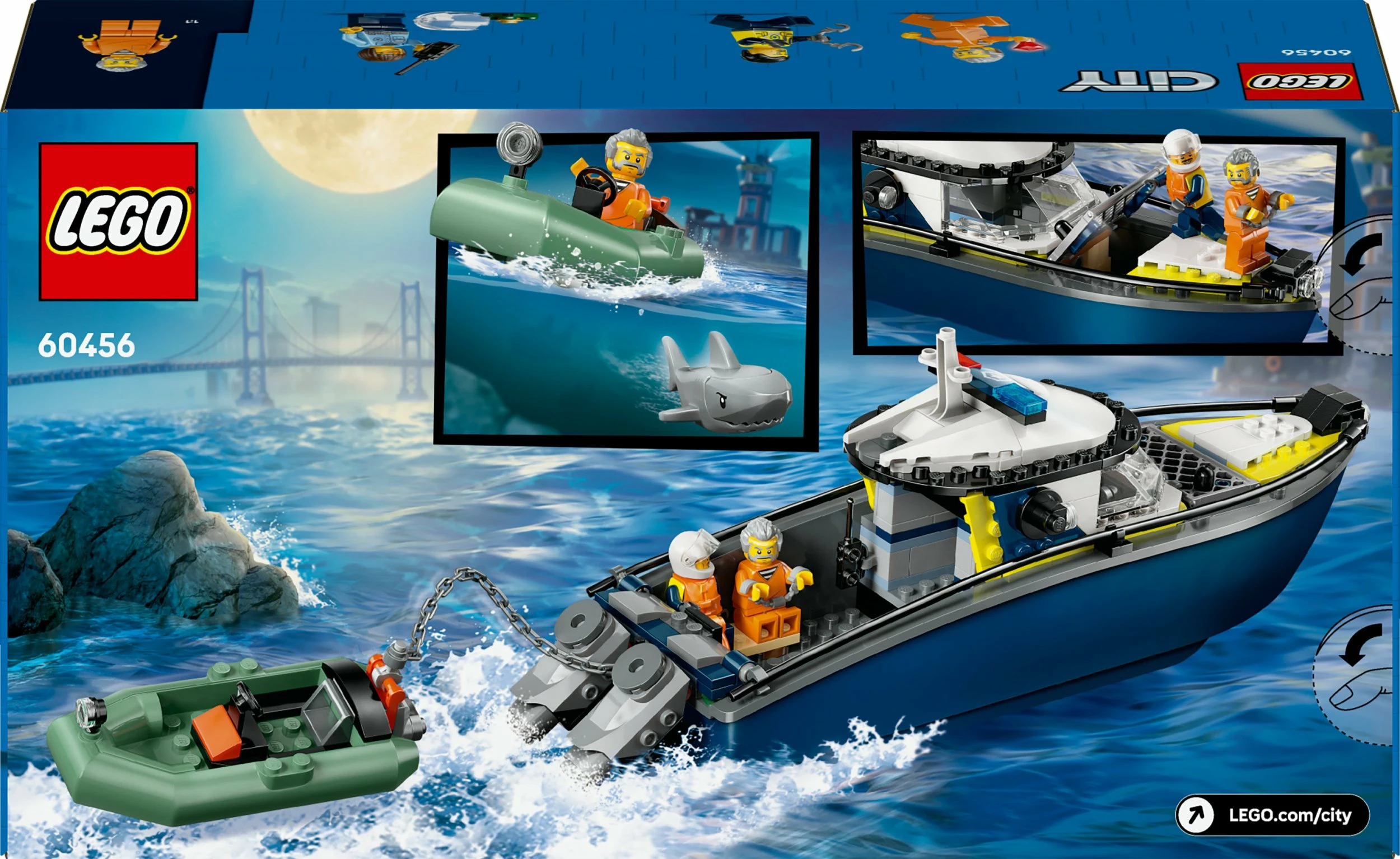 Set konstruktimi LEGO City Police Boat Chase 60456, 264 copë, 6+
