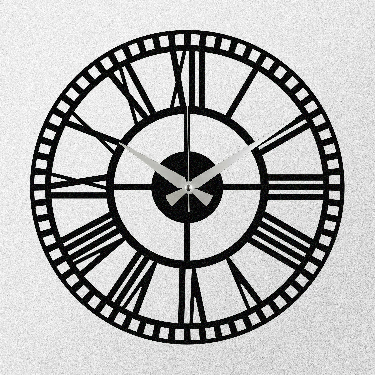 Orë muri dekorative prej metali, Wallity Enzoclock - S004, ngjyrë e zezë, 48x48cm