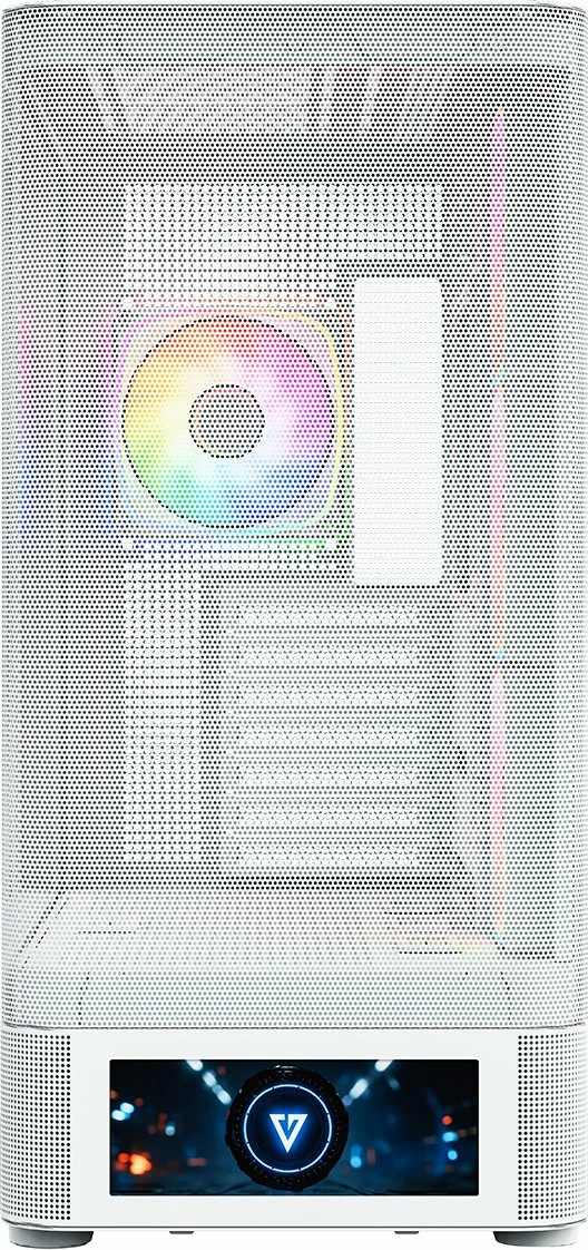 Kasë Modecom Volcano AQ500 ARGB MC-A-AQ500-4FA-W, Midi Tower, LCD ekran, 4x120mm ARGB ventilatorë, ATX/mATX/ITX, USB-C, e bardhë
