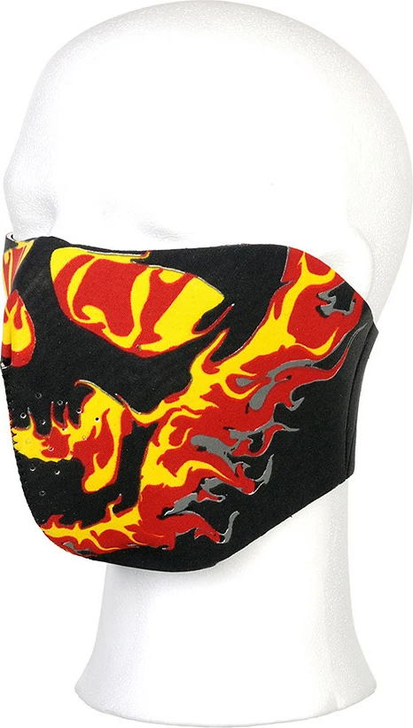 Maskë 101 INC Biker mask half face yellow/red flames