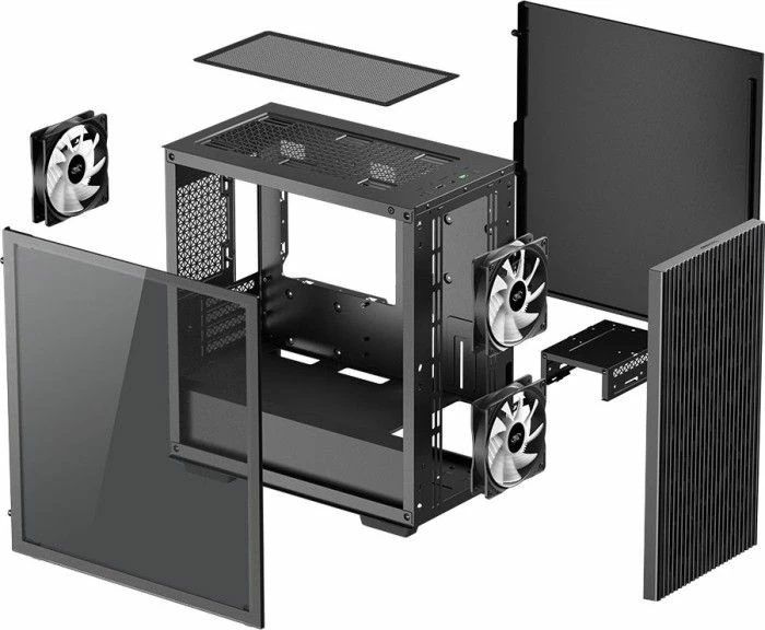 Kasë Deepcool MATREXX 40 3FS ARGB (DP-MATX-MATREXX40-3F) Micro-ATX Mini Tower, 3 ventilatorë 120 mm, xham i temperuar, e zezë