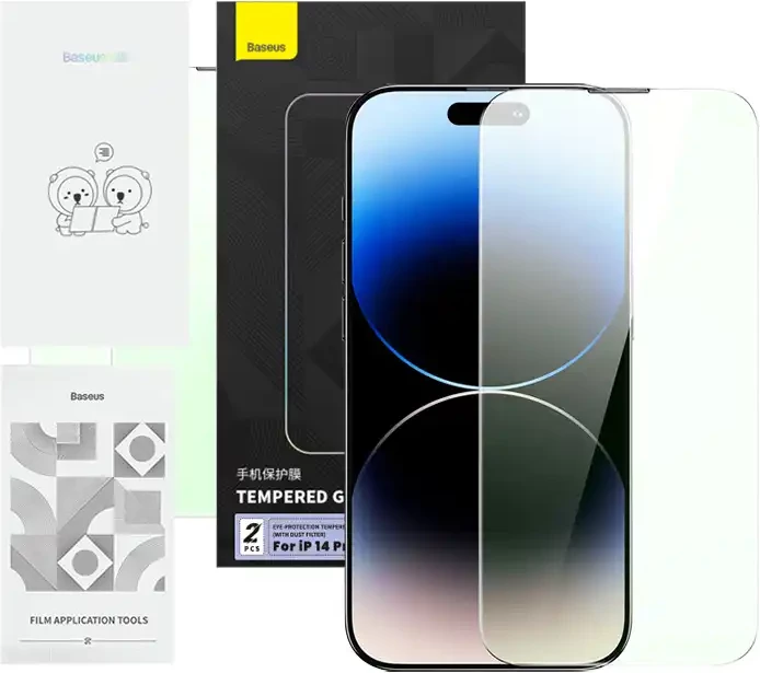 Xham i temperuar Baseus Crystal Series për iPhone 14 Pro me filtër për mbrojtje të syve