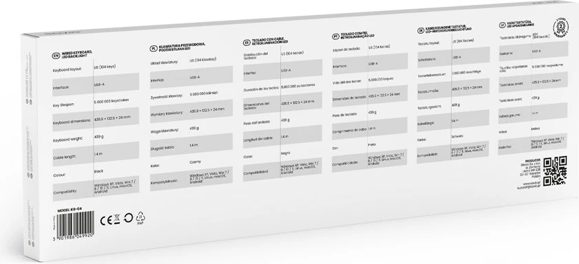 Tastierë SAVIO KB-04, QWERTY UK International, me kabllo, e zezë