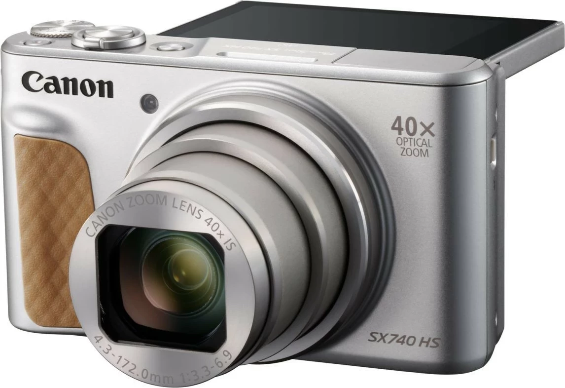 Aparat Canon PowerShot SX740 HS, 20.3 MP, Zoom optik 40x, 4K, Wi-Fi, Bluetooth, Srebrny