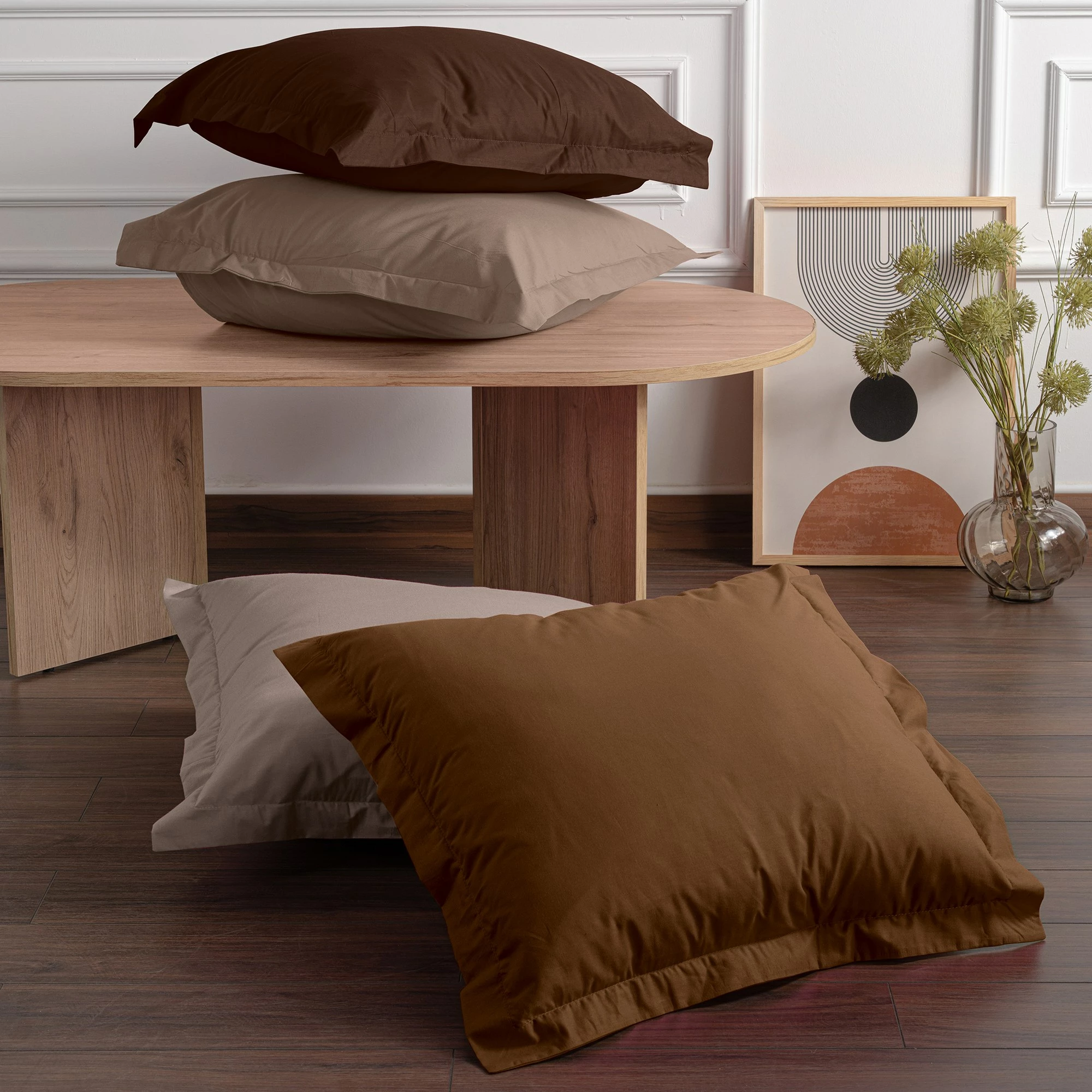 Set këllëfësh jastëku (2 copë), ngjyrë kafe e errët, L'Essentiel Linge de Maison, 50x70cm