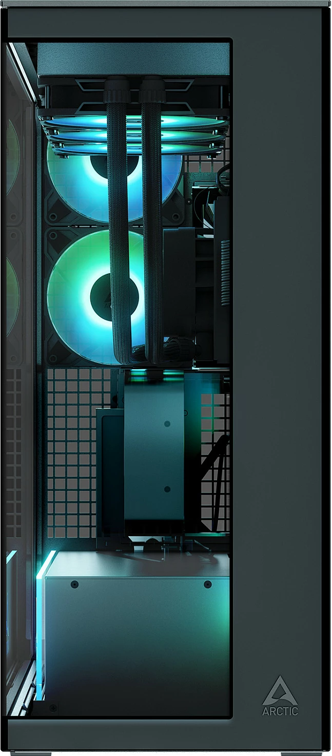 Kasë ARCTIC Xtender, Midi Tower, xham i temperuar, RGB, e zezë