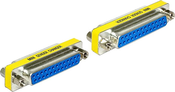 Adapter gender changer DeLOCK 65483, Sub-D 25 F-F, blu/argjend/verdhe