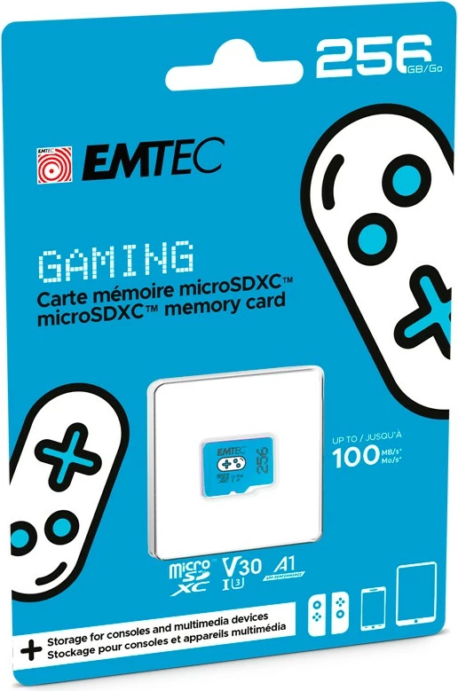 Kartelë memorie EMTEC ECMSDM256GXCU3G, 256 GB, MicroSDXC, UHS-I, Class 3, V30, kaltër