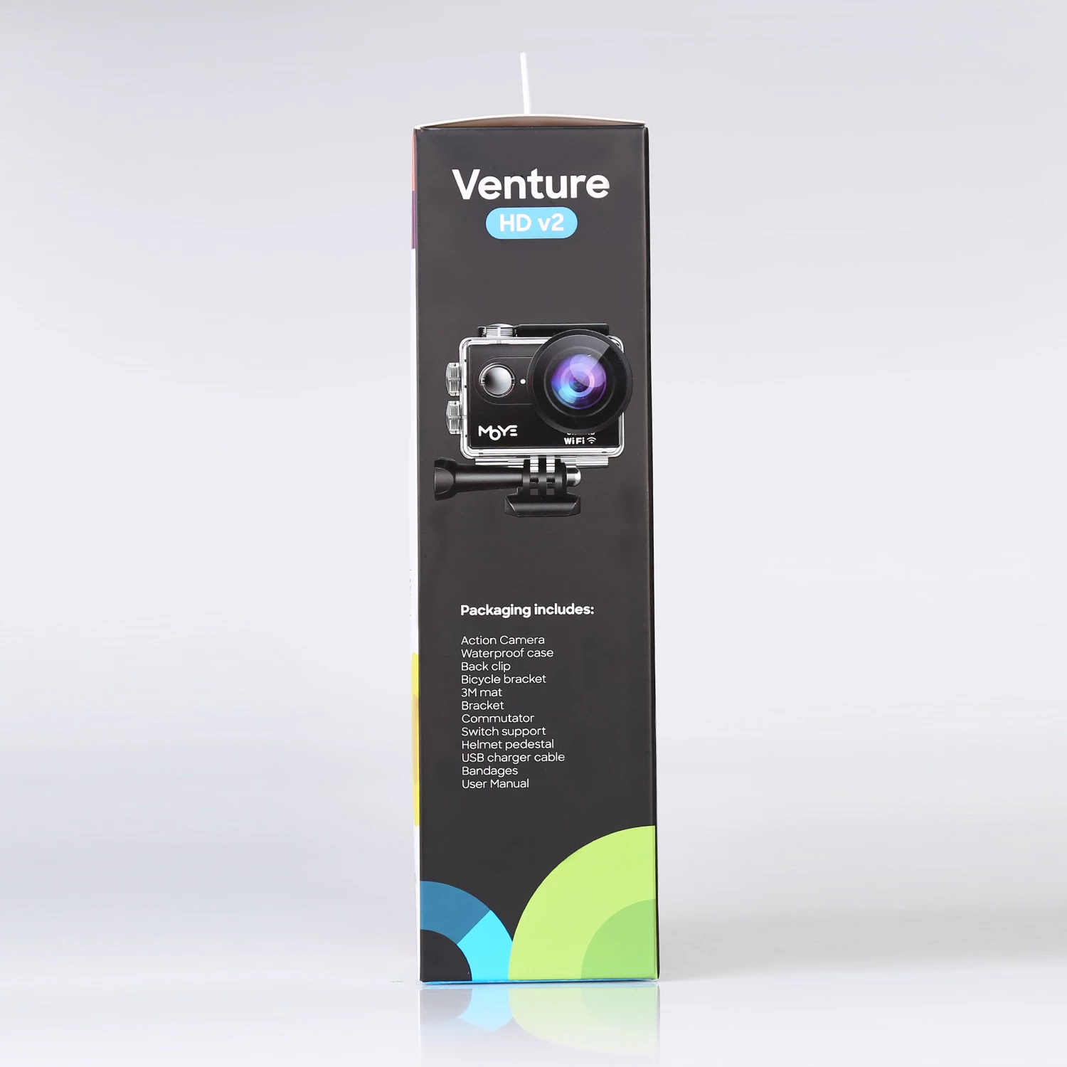 Kamerë aksioni Moye Venture HD V2 Full HD 1080p, 12MP, Wi‑Fi, ekran 2.0" LCD, lente 140°, microSD deri 32GB, blu