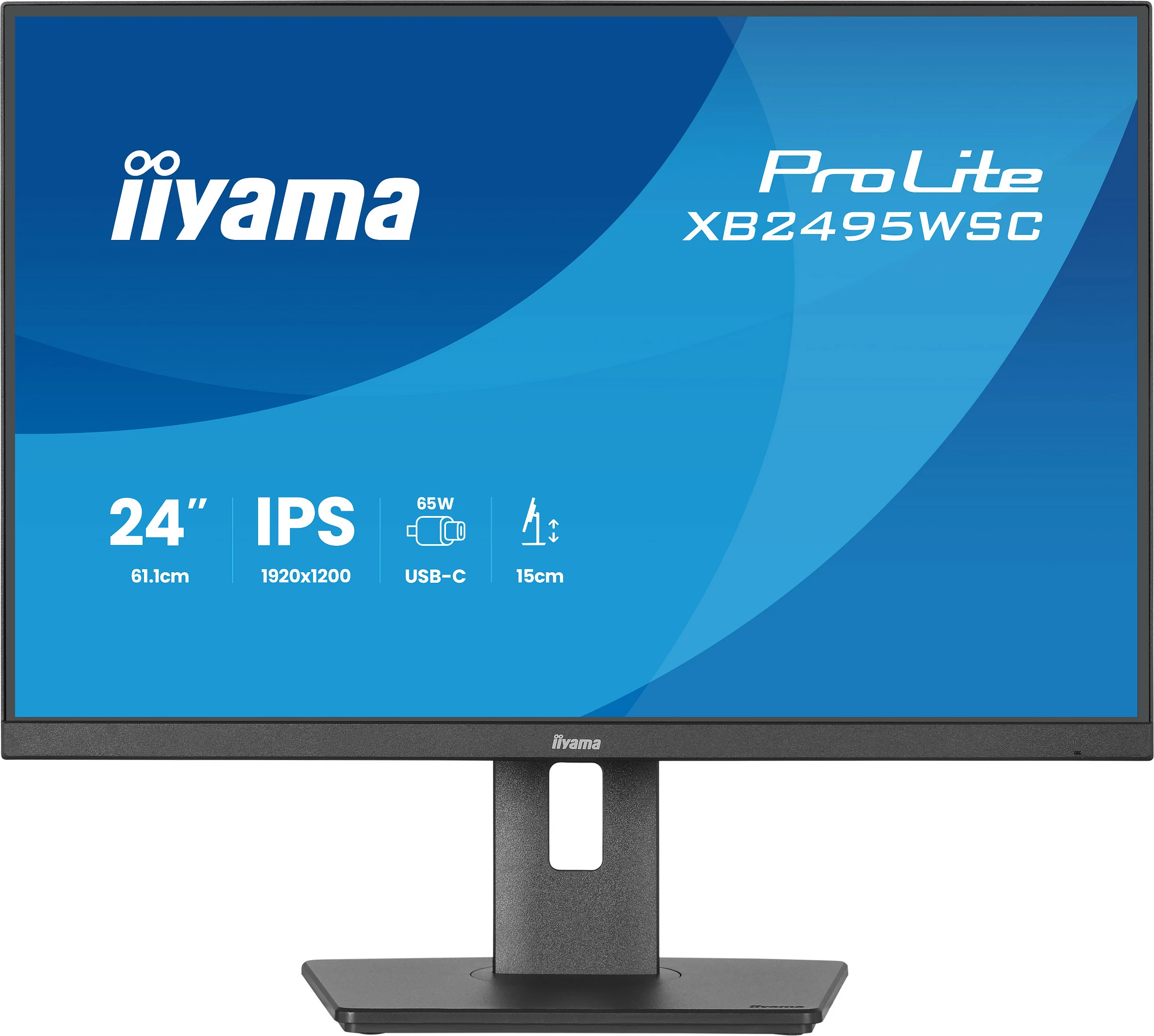 Monitor iiyama ProLite XB2495WSC-B1, 24.1" WUXGA IPS, 100Hz, USB-C 65W, Pivot, i zi