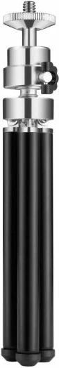 Tripod universal Sandberg 134-11, lartësi e rregullueshme 16–23.5 cm, vidë 1/4", ngarkesë max 800 g, i palosshëm, zi/argjendtë