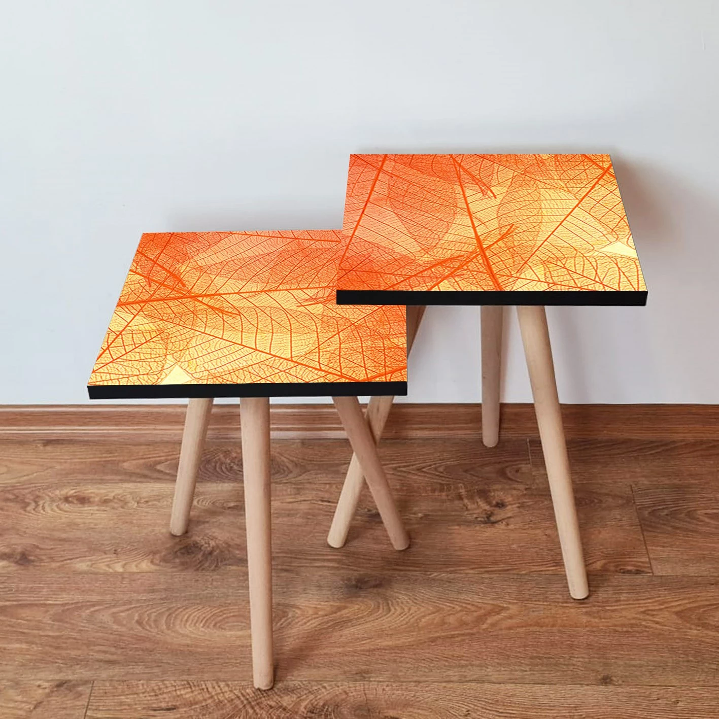 Set tavolinash ndihmëse, dy copë, ngjyrë portokalli dhe e verdhë, Skye Decor, 2Shp359