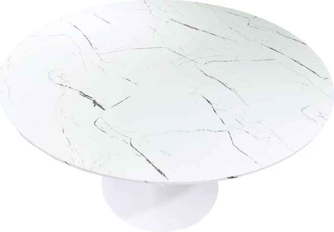 Set tavoline me karrige Balou I-Caron, 5 copë, MDF dhe PP, ngjyrë bardhë-natyrale, Φ120x75cm