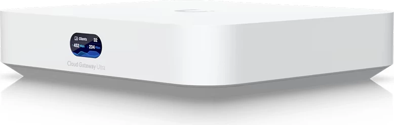 Gateway cloud UniFi Cloud Gateway Ultra, 1 Gbps, 30+ pajisje, 300+ klientë, i bardhë