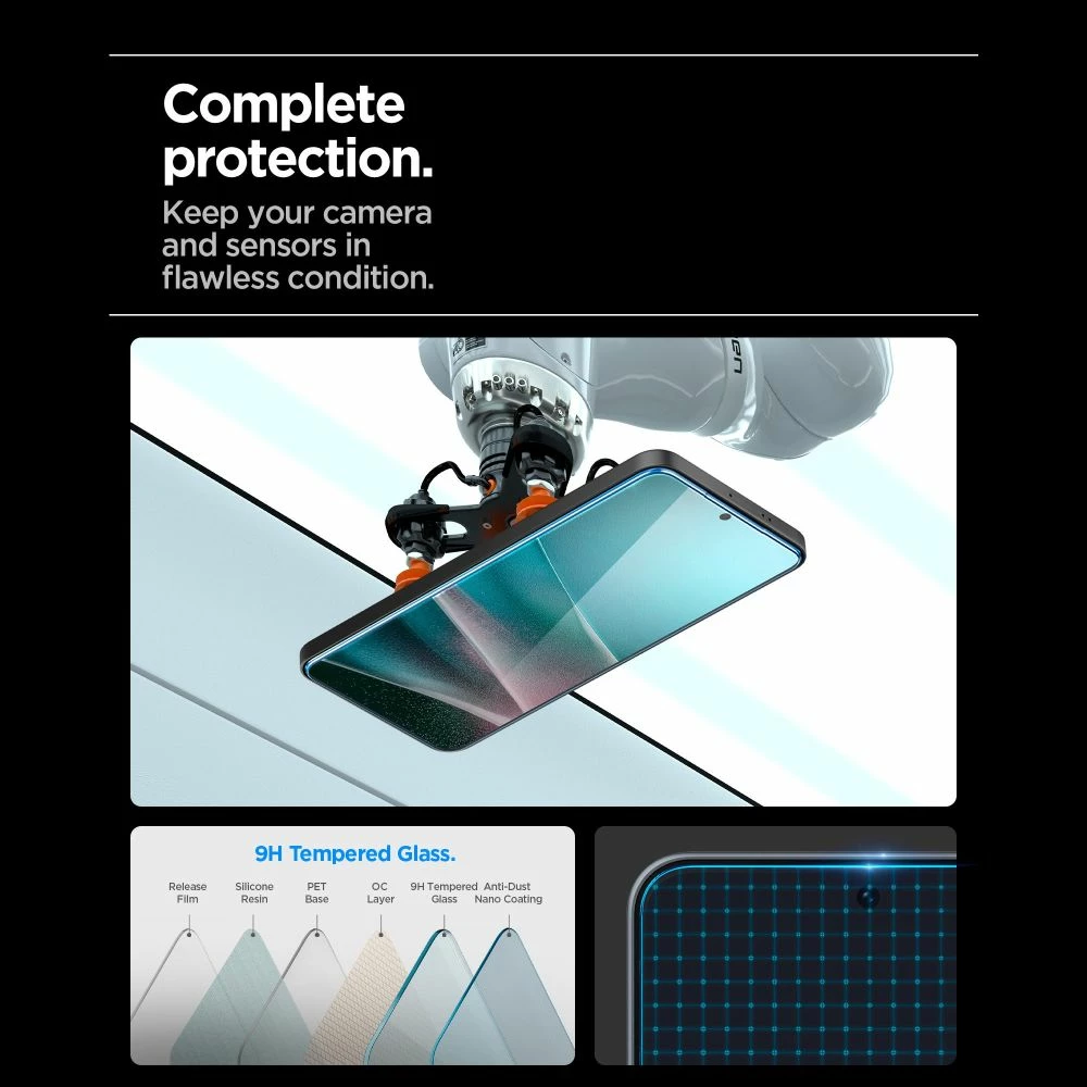 Xham i temperuar Spigen Glas.tR EZ Fit 9H për Samsung Galaxy A36/A37 5G, transparent, set me kit instalimi