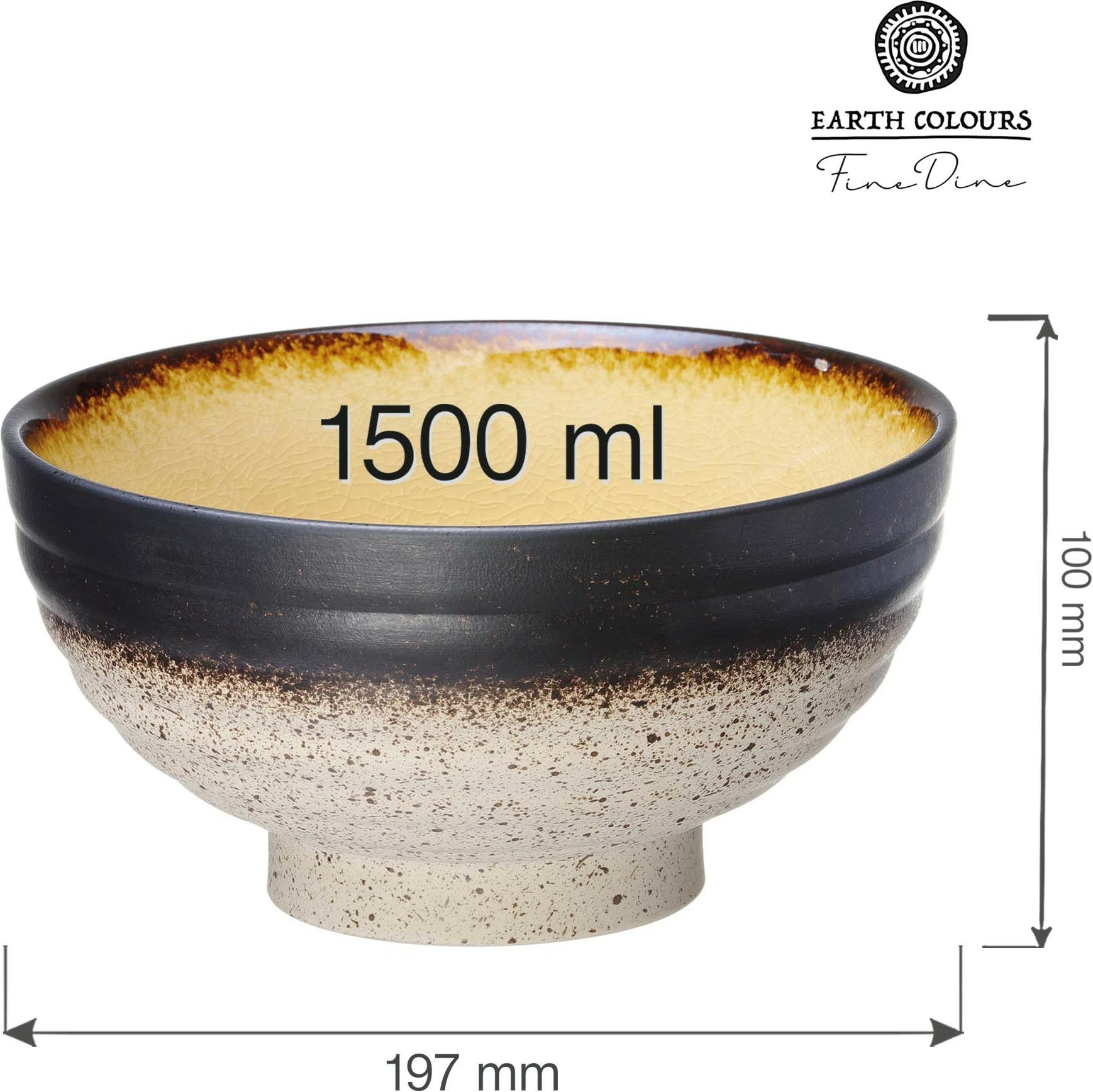 Tas aziatik Fine Dine Topaz 197mm 1.5L set 3 copë e verdhë