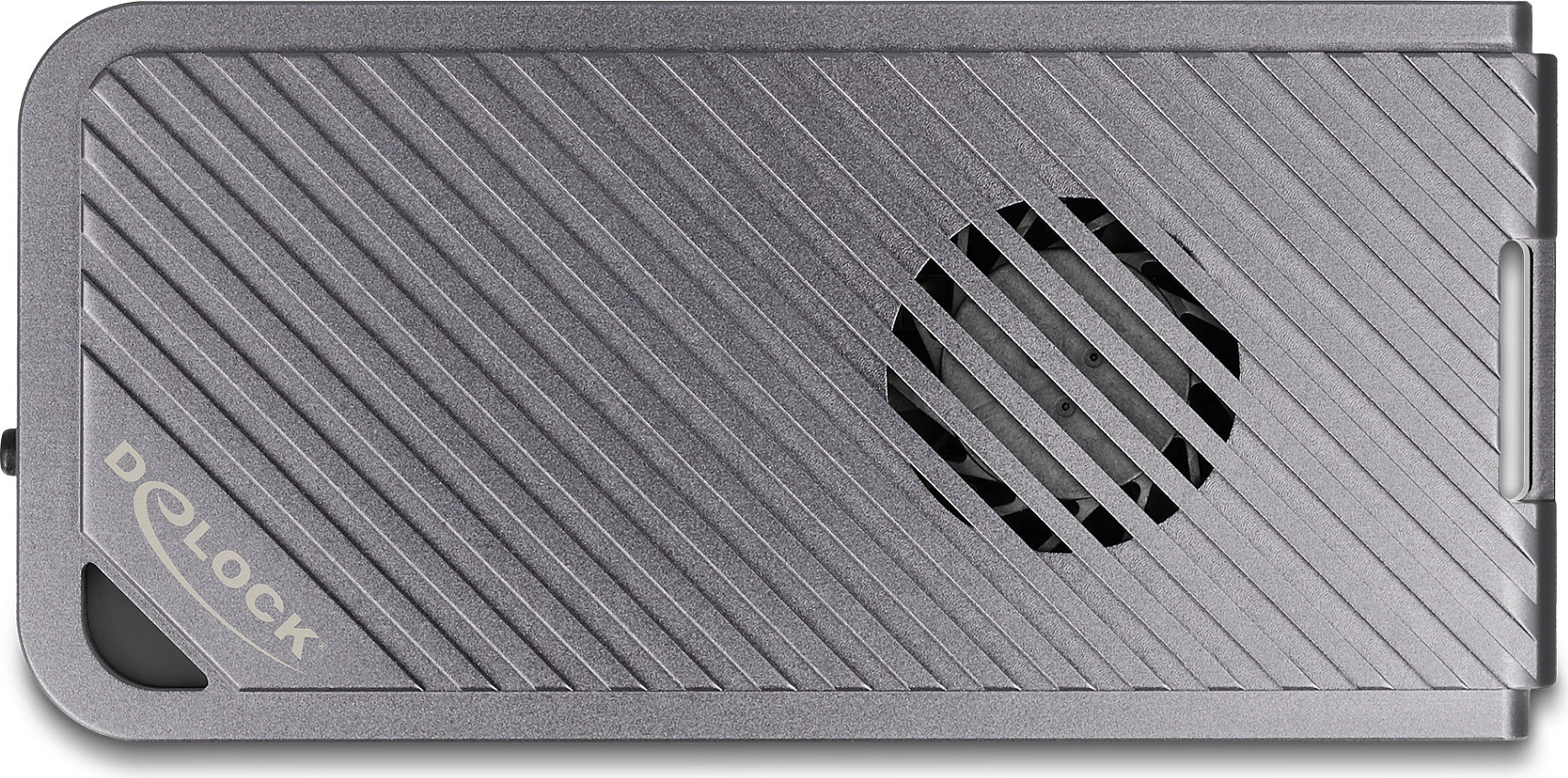 Kasë për SSD M.2 NVMe DeLOCK, USB4/Thunderbolt 40Gbps, me LED & ventilator, gri