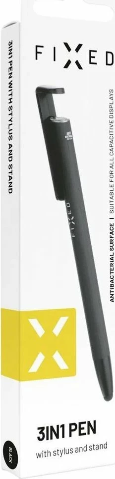 Stilolaps 3-në-1 Fixed, stilus + laps + mbajtëse, rimbushje blu, trup alumini, sipërfaqe antibakteriale, i zi, 1 copë