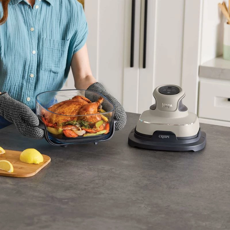 Fritezë ajri, Ninja, CRISPi FN101EUST, 4-në-1 1700W, me 2 enë qelqi 3.8L + 1.4L, Stone